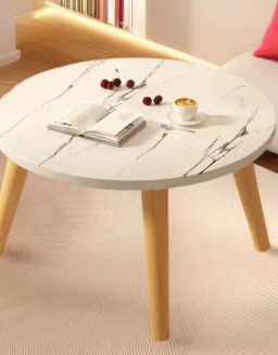 Small Table, Bedroom, Light Luxury Table, Modern Coffee Table, Living Room, Simple Small Round Table, Solid Wood -  1503