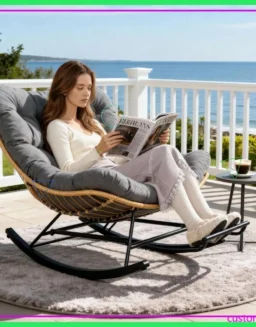Outdoor Egg Chair with Adjustable Footstool, Water Resistant PE Rattan, Cushioned Comfort for Garden Patio Living Room