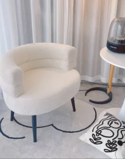 Lazy Sofa Makeup Chair with Lamb Fleece Living Room Light Luxury Balcony Leisure Chair for Comfortable Seating
