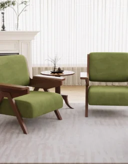 Chair Set of 2, Mid Century Modern Chair, Velvet Upholstered Lounge Arm Chair with Solid Wood, Cozy Seating, Customized